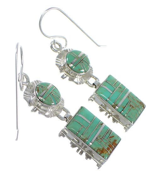 Genuine Sterling Silver And Turquoise Hook Dangle Earrings YX79027
